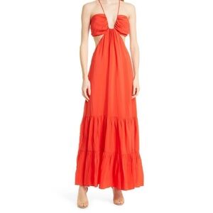 NICOLE MILLER Cutout Maxi Dress in Coral (HAVE 2 IN SIZES: S & M)